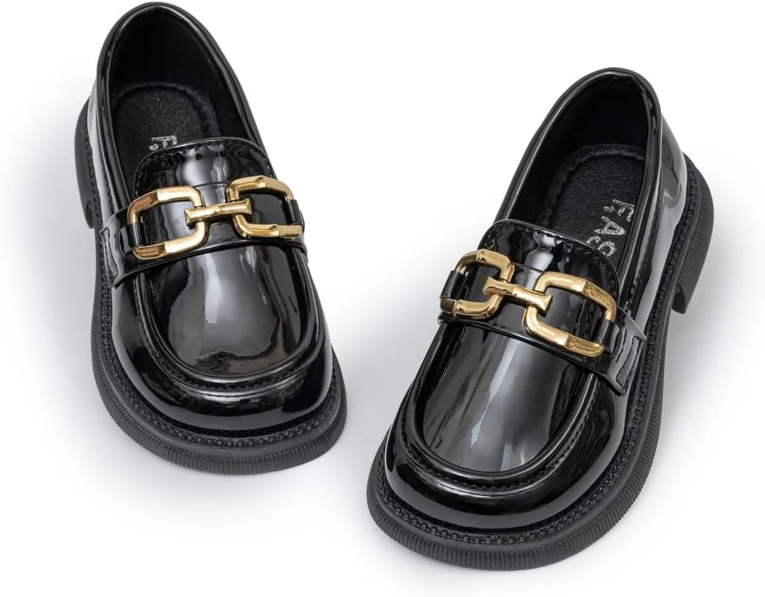 Toddler Boys Girls Dress Shoes Girls Loafers School Uniform Shoes Slip On Oxford Shoes Mary Jane Flats Black
