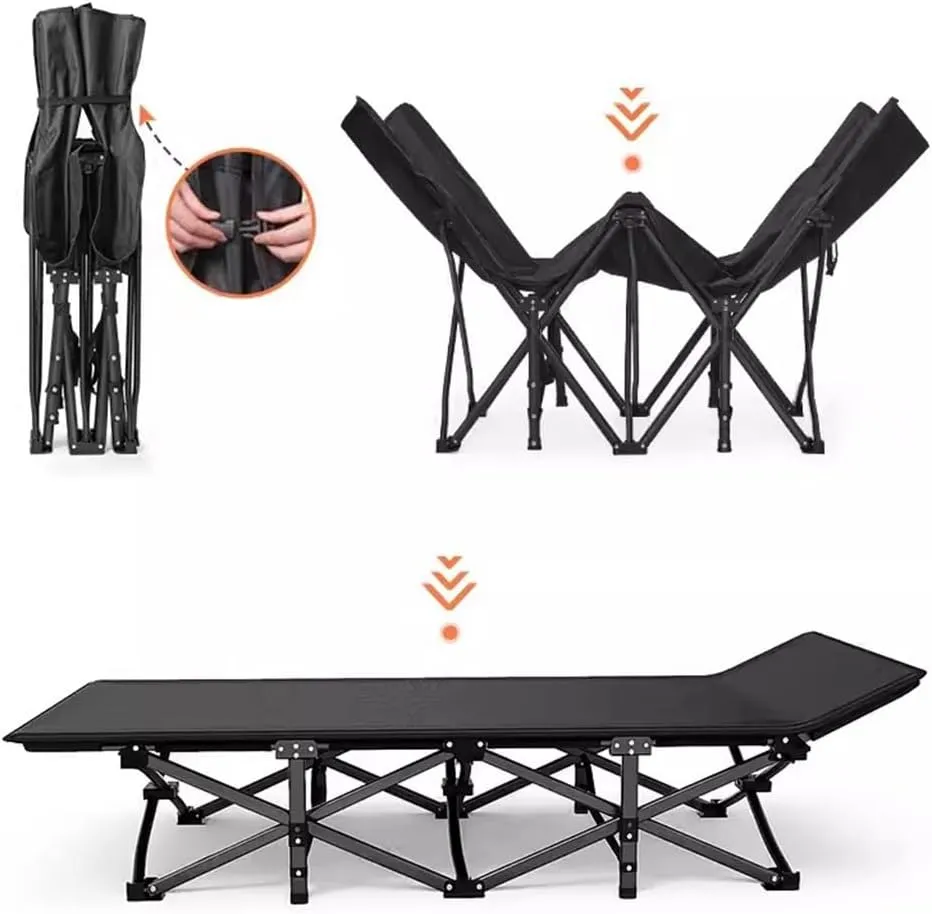 Tough Outdoors Camping Cot for Adults - Durable Military Bed - Elevated Foldable Cot & Camp Cots - Cot up to 500 lbs - w/Organizer & Storage Bag(Brass)