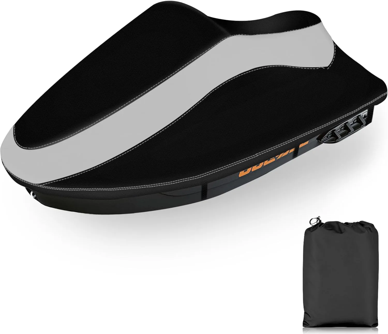 Trailerable Jet Ski Cover, Waterproof Tear and Fade Resistant Cover with 3 Thickened Buckles & Reflective Air Vent, Fits from 126" to 135" 3 Seater(Black&Grey)