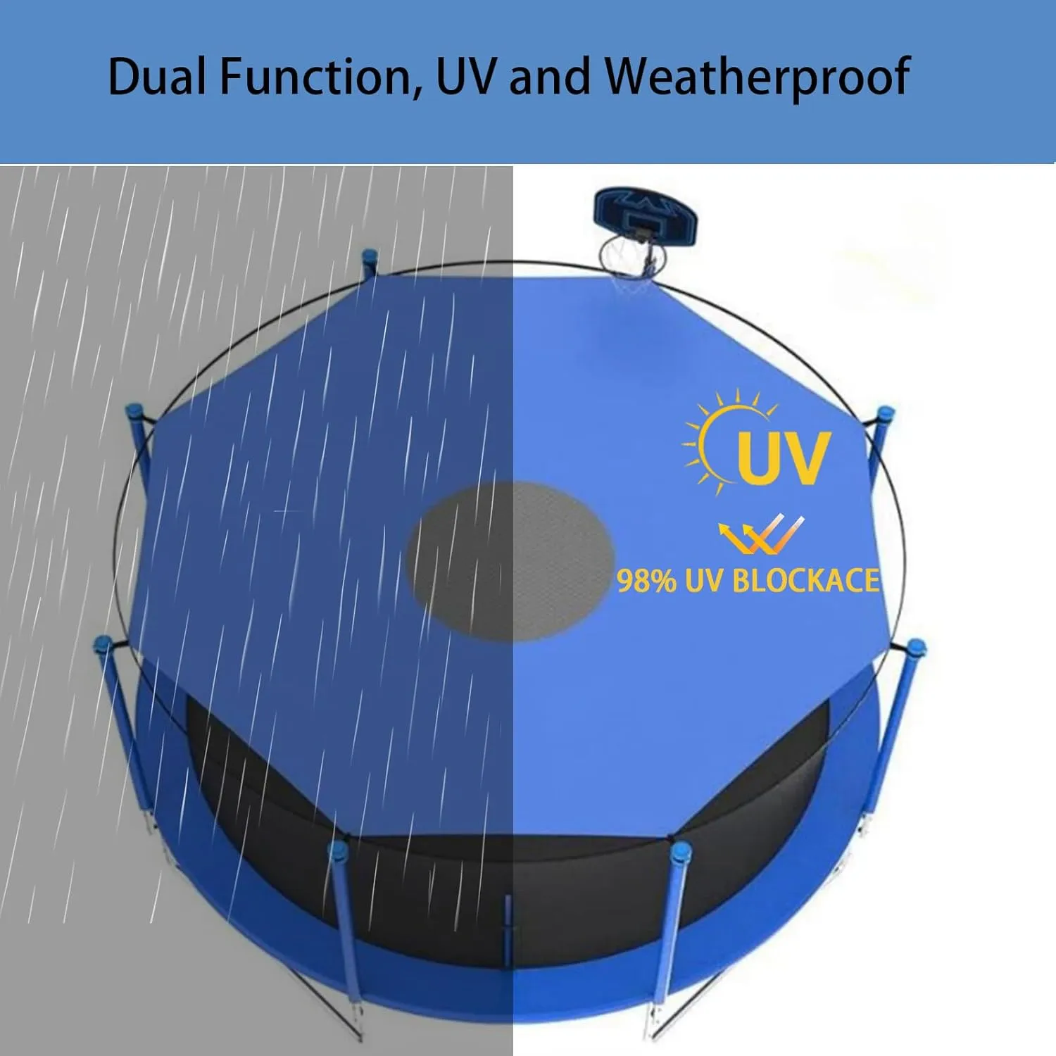 Trampoline Shade Cover Uv Protection, Trampoline Sunshade, Trampoline Tent Cover, Sunproof Dust Proof Weatherproof,10ft 8 Poles