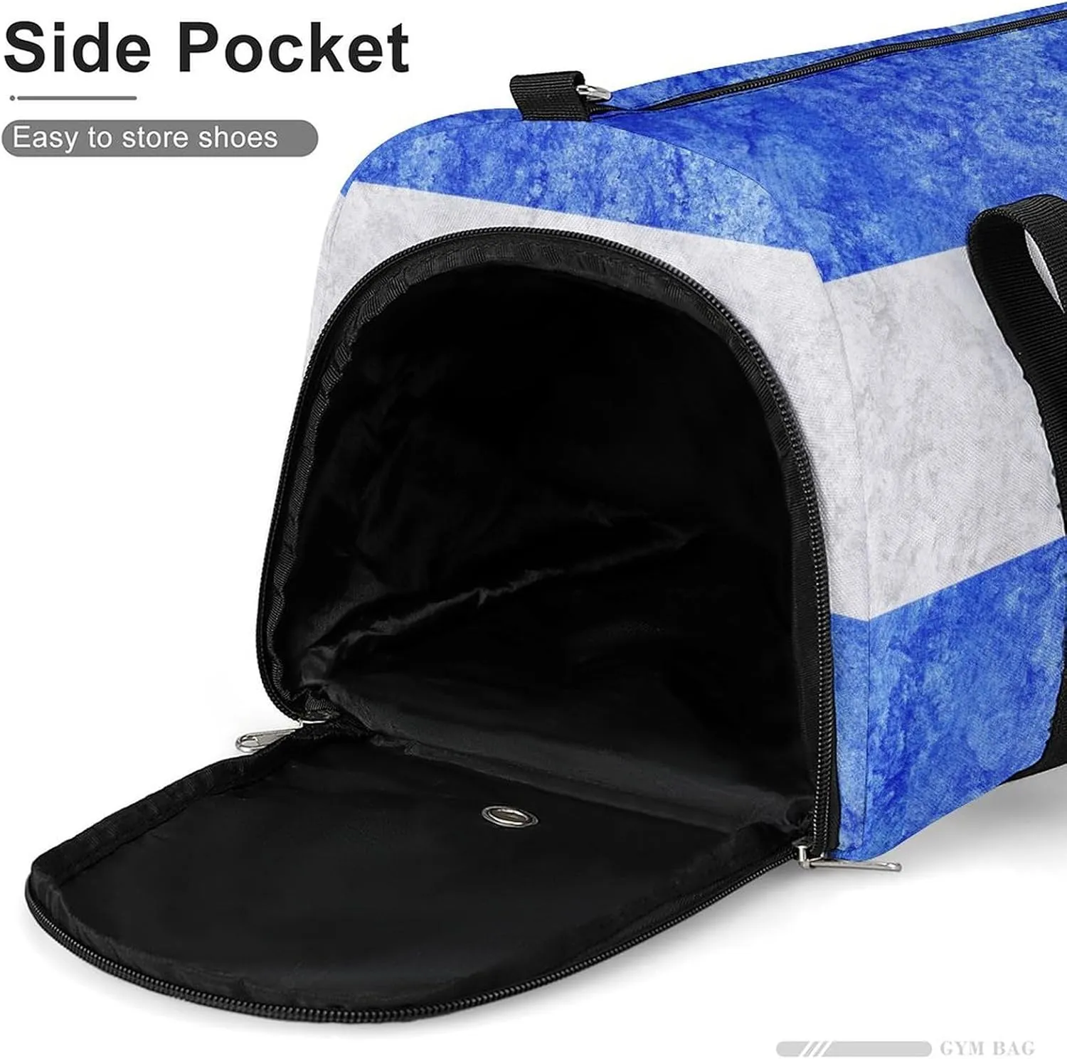 Travel Duffel Bag with Nicaragua Flag Textured Shoe Compartment Waterproof Sports Gym