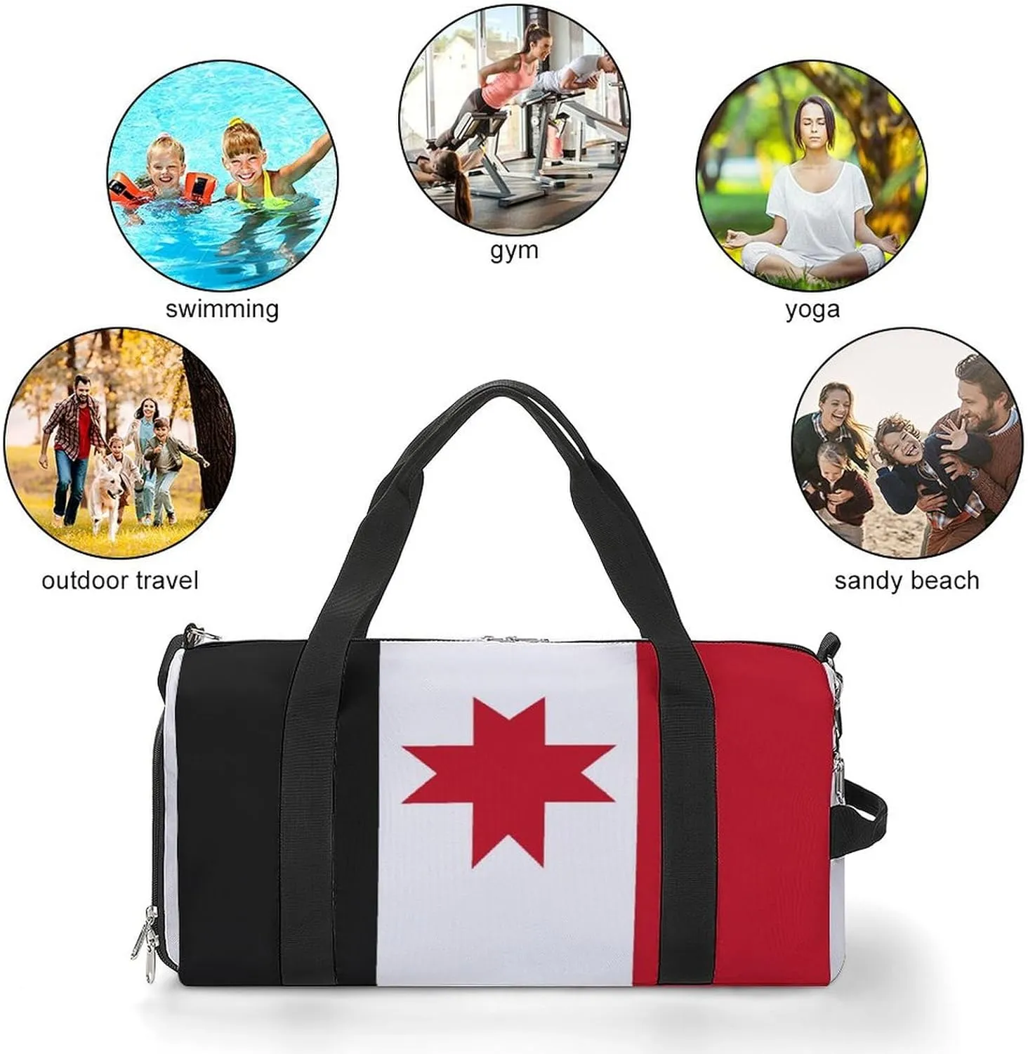 Travel Gym Bag with Udmurtia Flag for Men Women Weekender Shoe Compartment