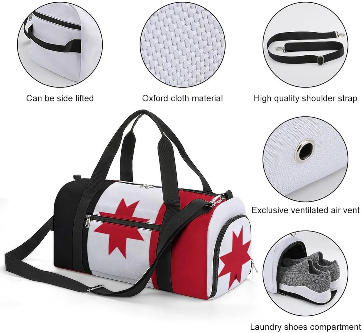 Travel Gym Bag with Udmurtia Flag for Men Women Weekender Shoe Compartment