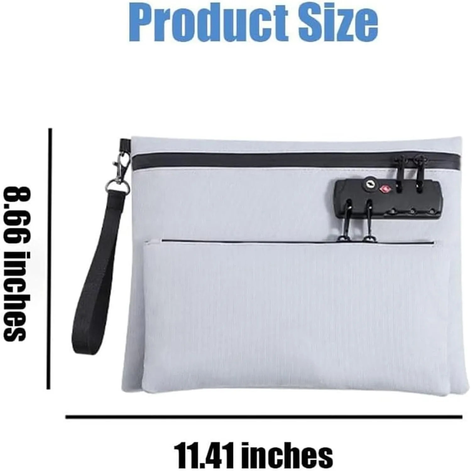 Travel Lock Bag, Money Bag with Lock and Zipper, Double Layer Anti-Theft Cash Certificates Organizer (White)