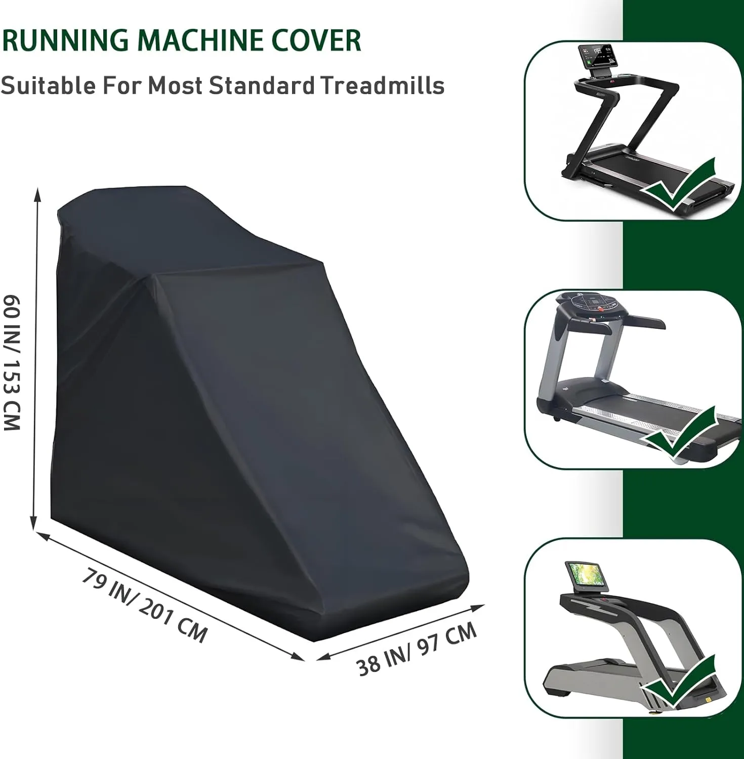 Treadmill Cover, Running Machine Cover, Oxford Cloth Waterproof Dustproof Exercise Equipment Protect with Drawstring and Storage Bag for Outdoor Indoor