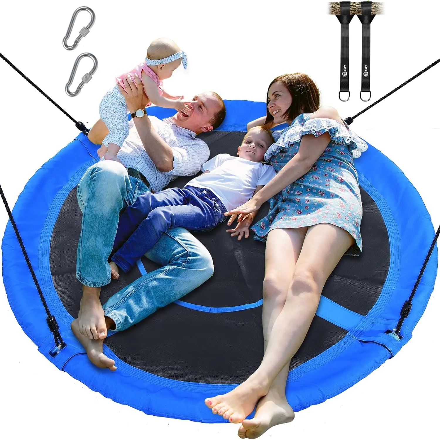 Trekassy 60" Large Saucer Tree Swing for Kids Adults 900D Oxford Waterproof with 2pcs Hanging Straps