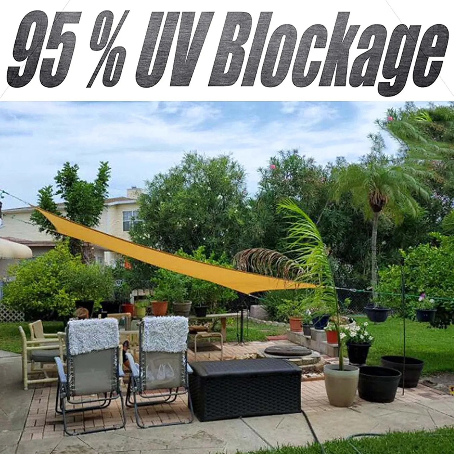 Triangular Sun Shade Sail, Waterproof Awning Shelter, 90% Blockage Sun Shades Outdoor for Patio, Lawn, Porch, Backyard, Pergola or Outdoor Activities (F 4x4x4m/13.1x13.1x13.1ft)