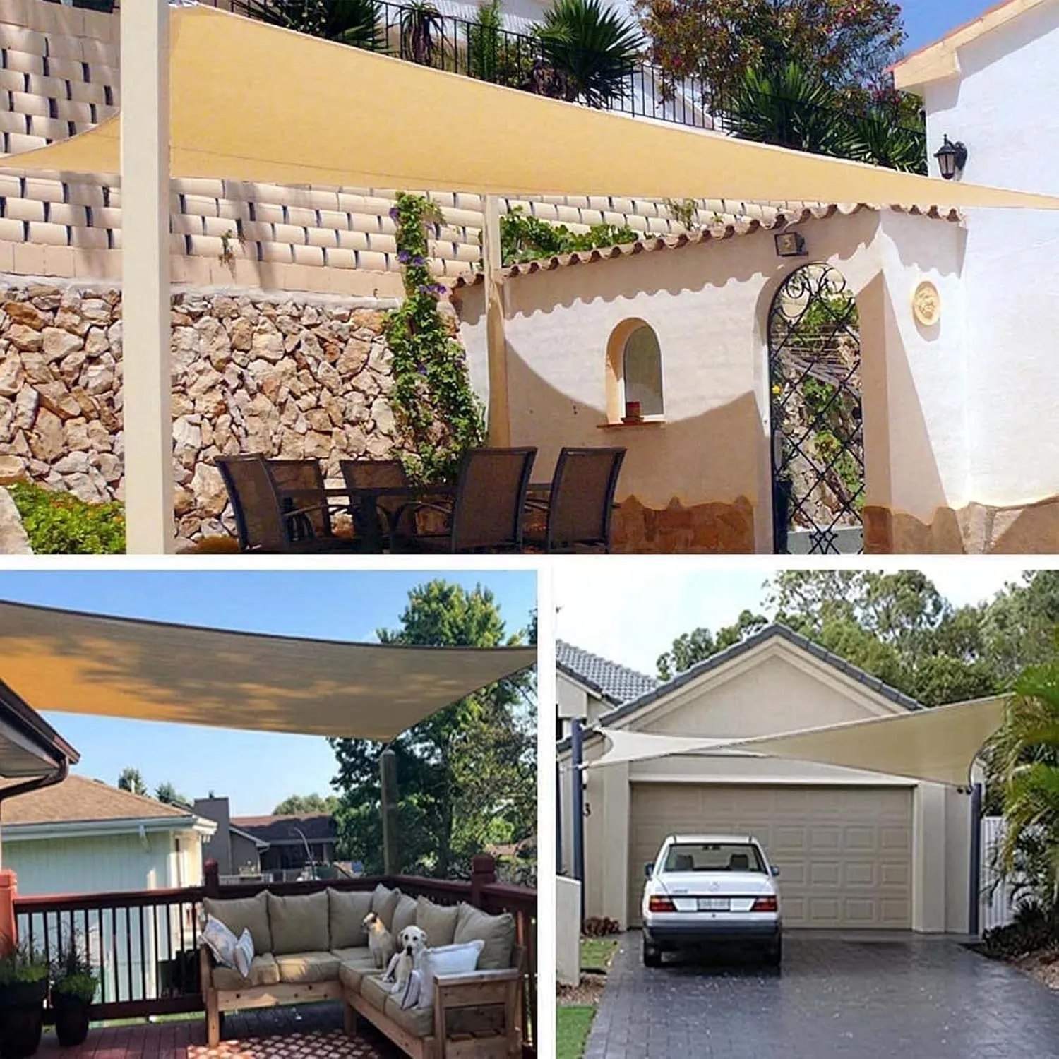Triangular Sun Shade Sail, Waterproof Awning Shelter, 90% Blockage Sun Shades Outdoor for Patio, Lawn, Porch, Backyard, Pergola or Outdoor Activities (F 4x4x4m/13.1x13.1x13.1ft)