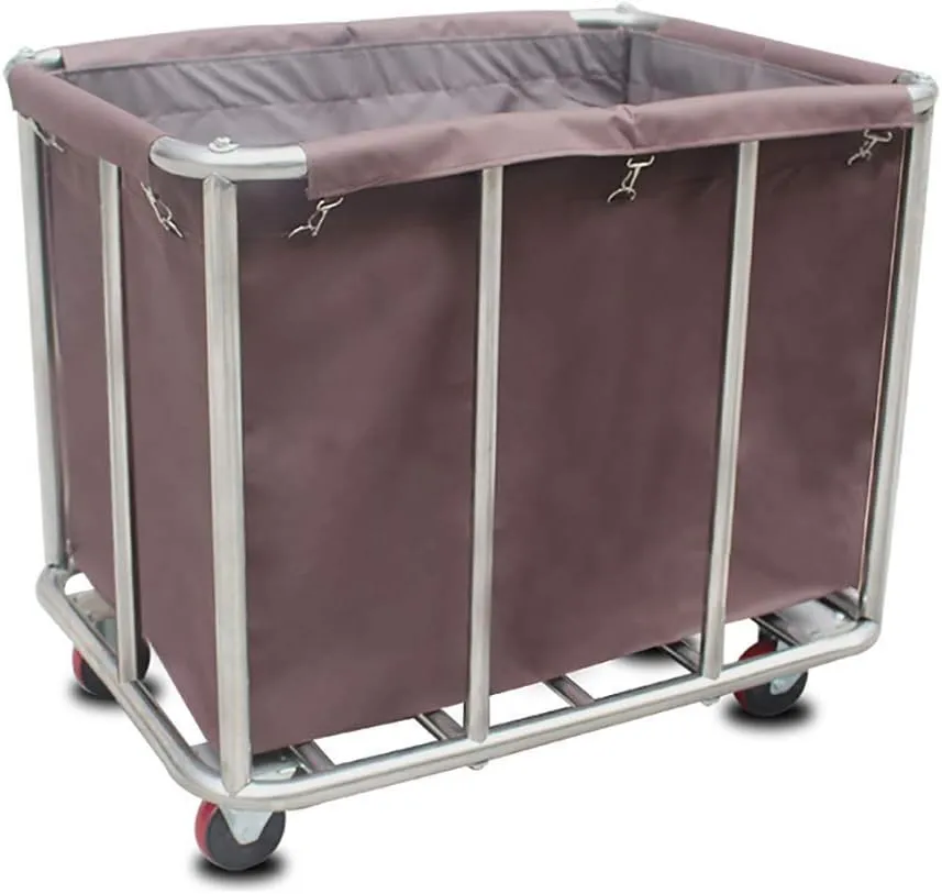 Trolley, Supplies Rack,Cart Tool Linen Car for Hotel, Mobile Hall Rolling Trolley Cart, Stainless Steel Oxford Clothroom Service Cart,