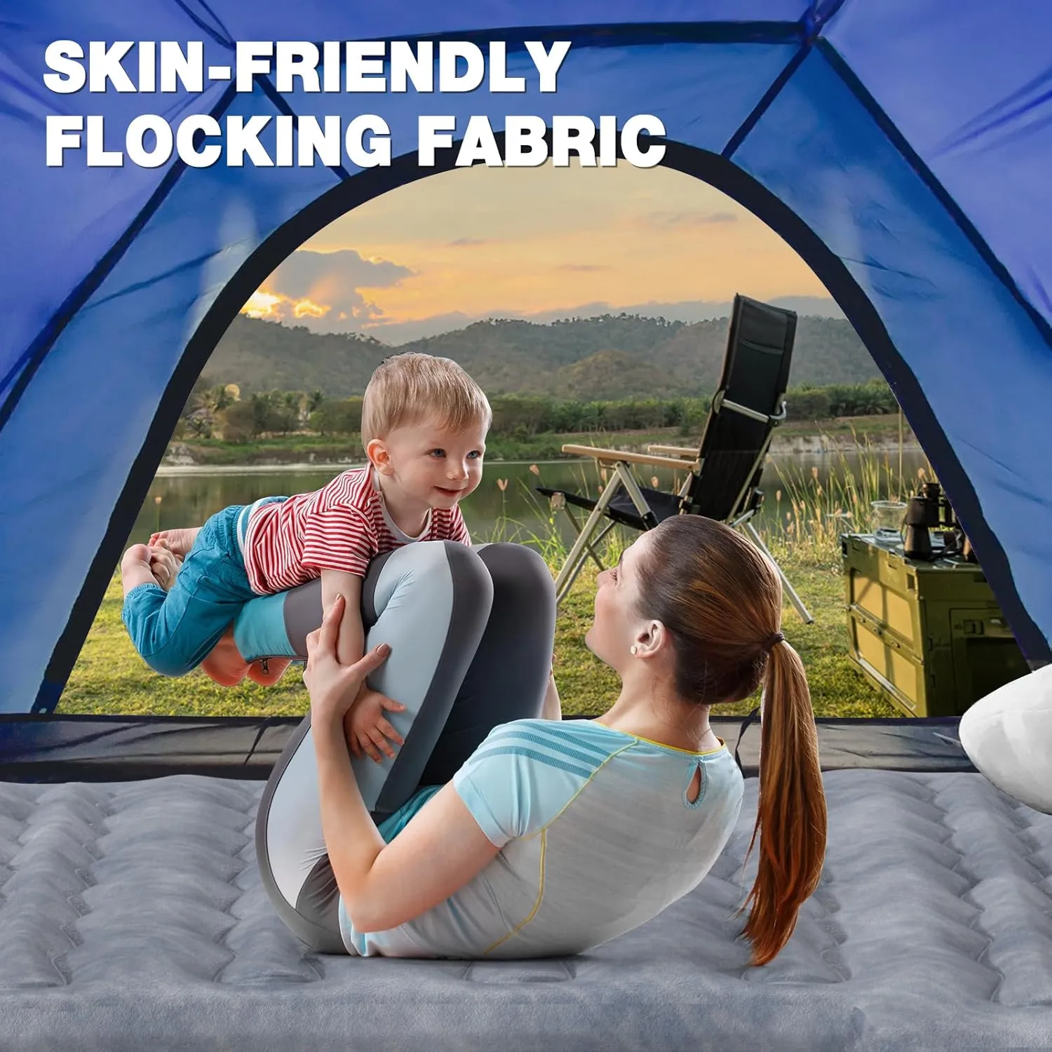 Truck Bed Mattress for Camping: Inflatable Air Mattress for 5.5-5.8ft Short Truck Bed 2 Person, Air Pump 2 Pillows, Carry Bag