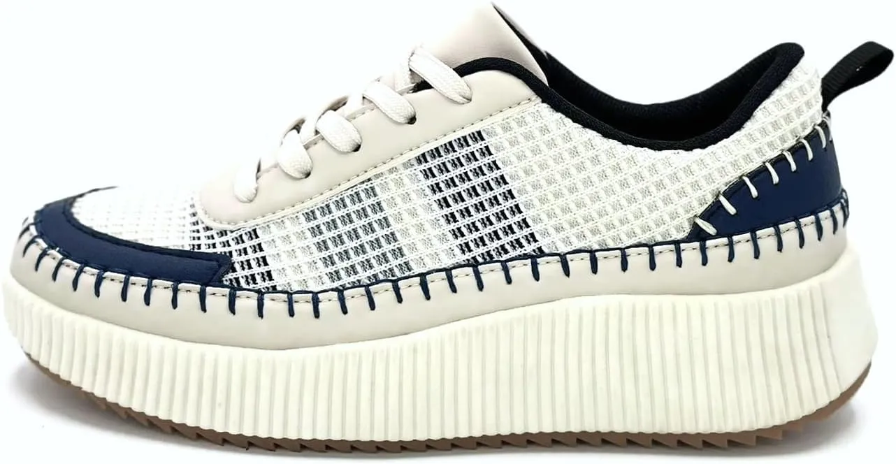 TruFox Women's Lace Up Platform Woven Sneakers Comfortable Fashion Sneaker Low Top Chunky Walking Shoes