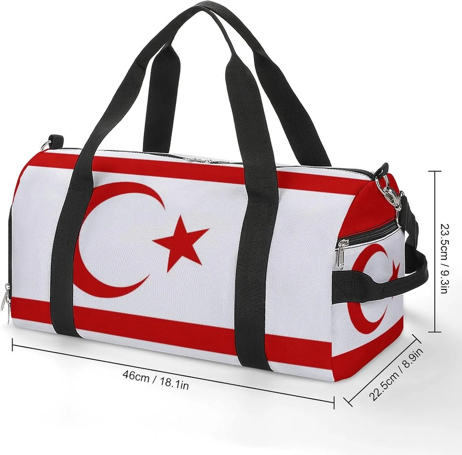 Turkish Republic Northern Cyprus Flag Sports Gym Bag for Boys Girls with Wet Pocket Shoe Compartment