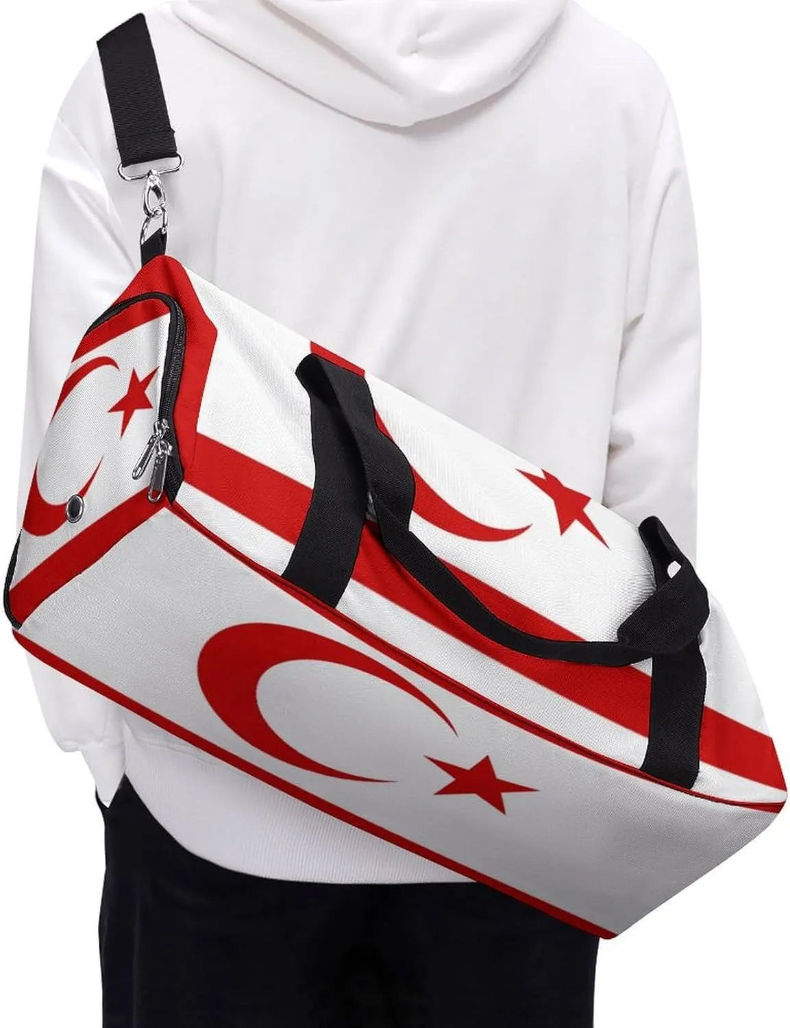 Turkish Republic Northern Cyprus Flag Sports Gym Bag for Boys Girls with Wet Pocket Shoe Compartment
