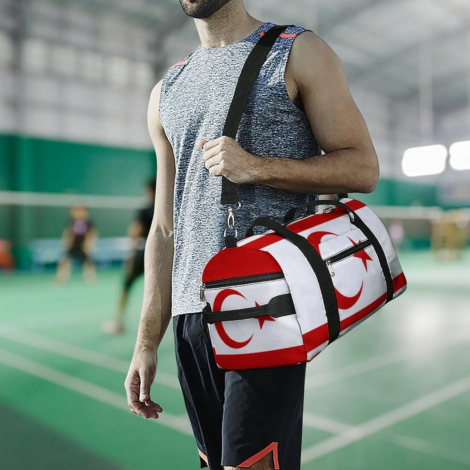 Turkish Republic Northern Cyprus Flag Sports Gym Bag for Boys Girls with Wet Pocket Shoe Compartment