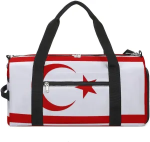 Turkish Republic Northern Cyprus Flag Sports Gym Bag for Boys Girls with Wet Pocket Shoe Compartment