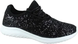 TZ Kid's Girl's Fashion Glitter Sparkle Slip On Lace Casual Walking Sneaker Shoes