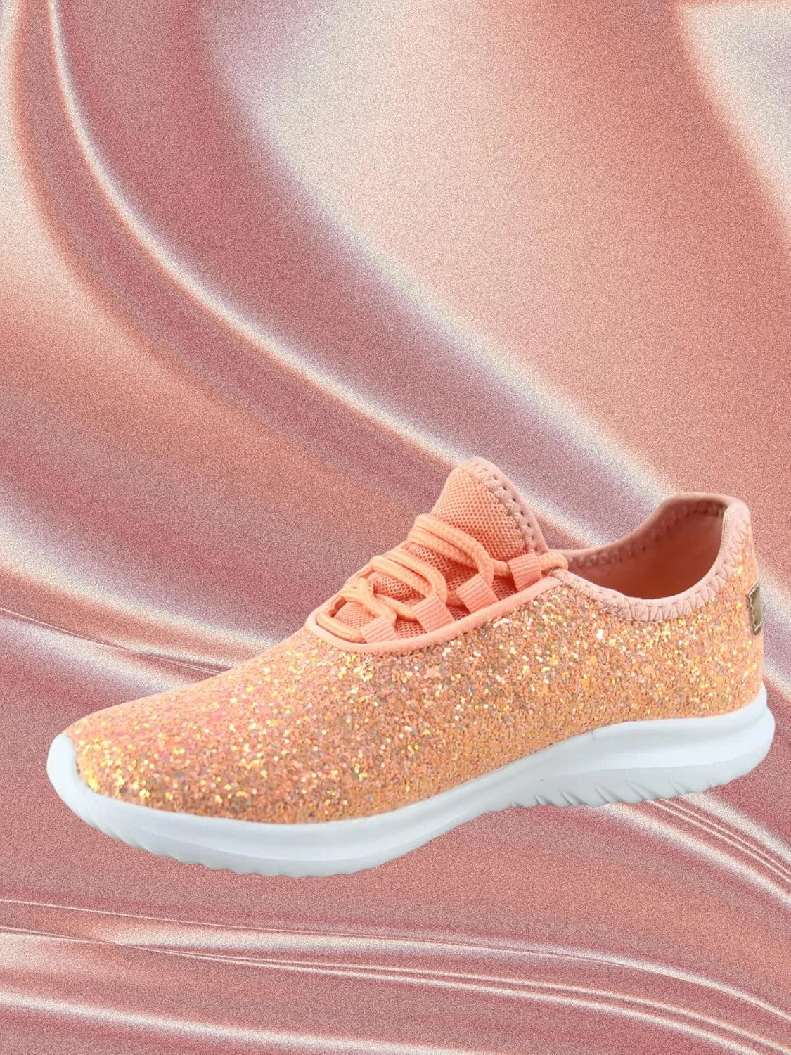 TZ Kid's Girl's Fashion Glitter Sparkle Slip On Lace Casual Walking Sneaker Shoes