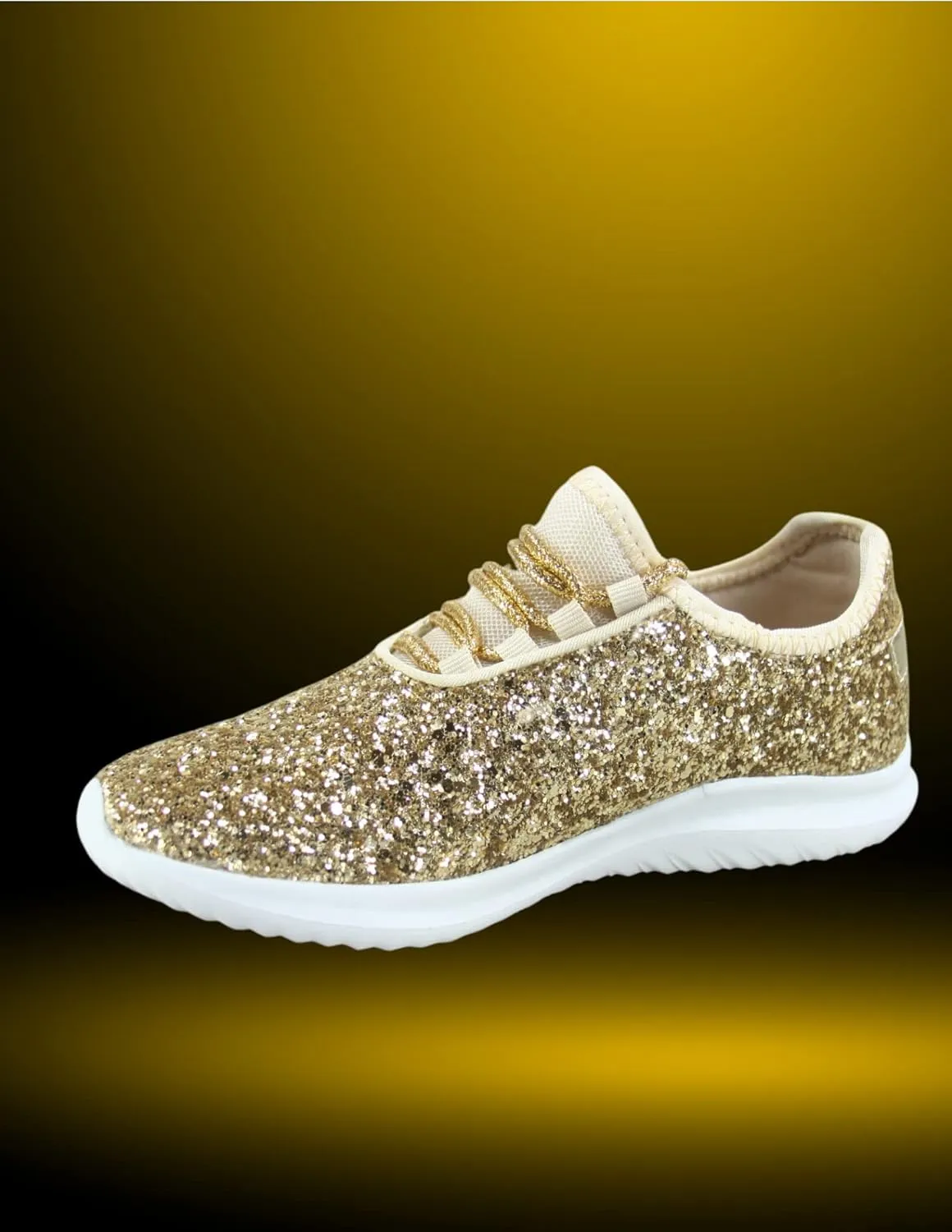TZ Kid's Girl's Fashion Glitter Sparkle Slip On Lace Casual Walking Sneaker Shoes