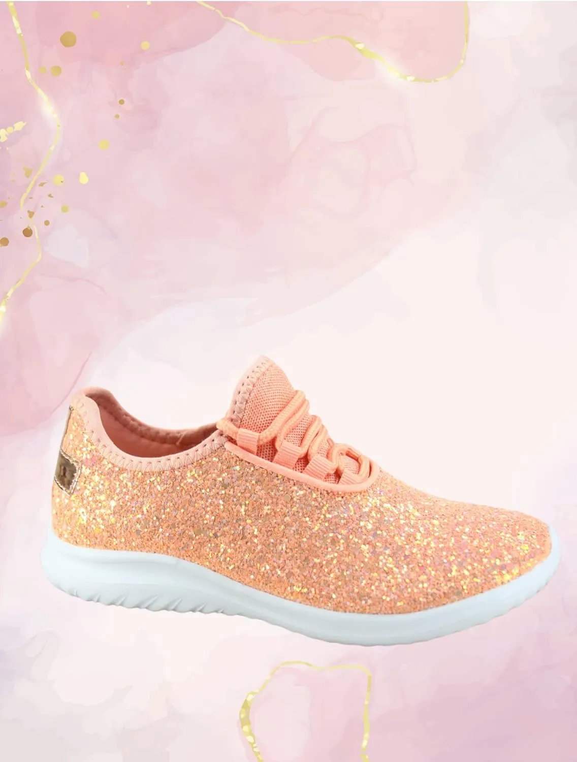 TZ Kid's Girl's Fashion Glitter Sparkle Slip On Lace Casual Walking Sneaker Shoes
