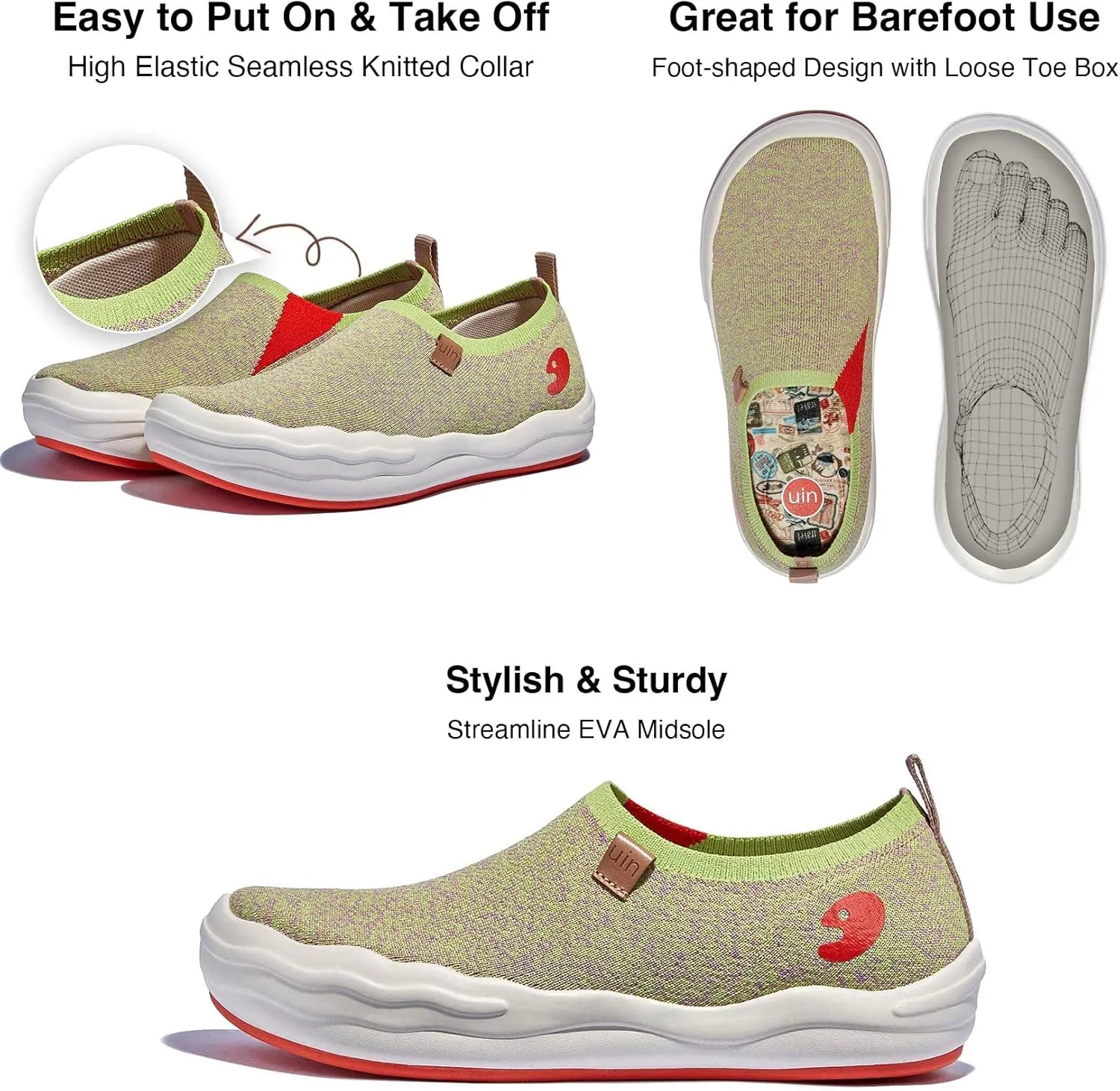 UIN Women's Slip On Loafers Lightweight Walking Sneaker Art Travel Shoes Toledo Ⅷ