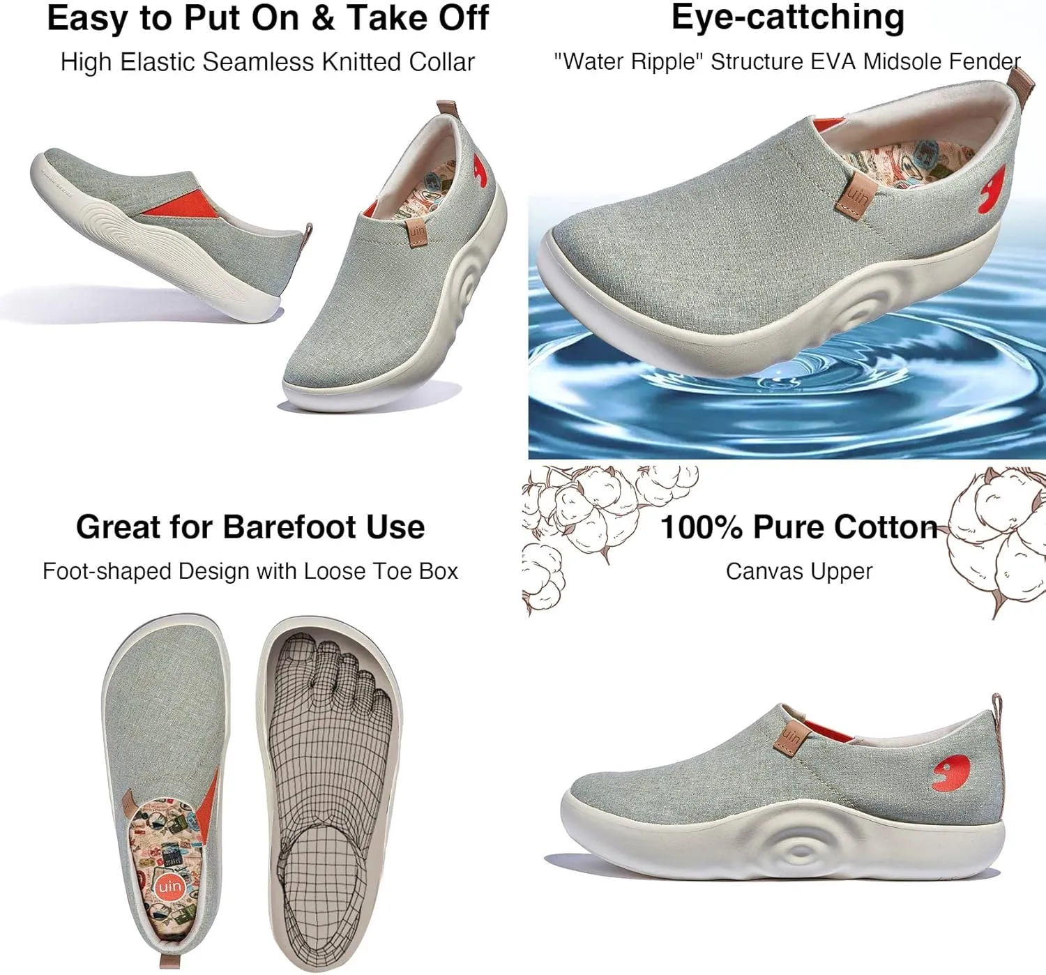 UIN Women's Walking Shoes Art Travel Slip On Casual Lightweight Fashion Sneaker Toledo Ⅹ