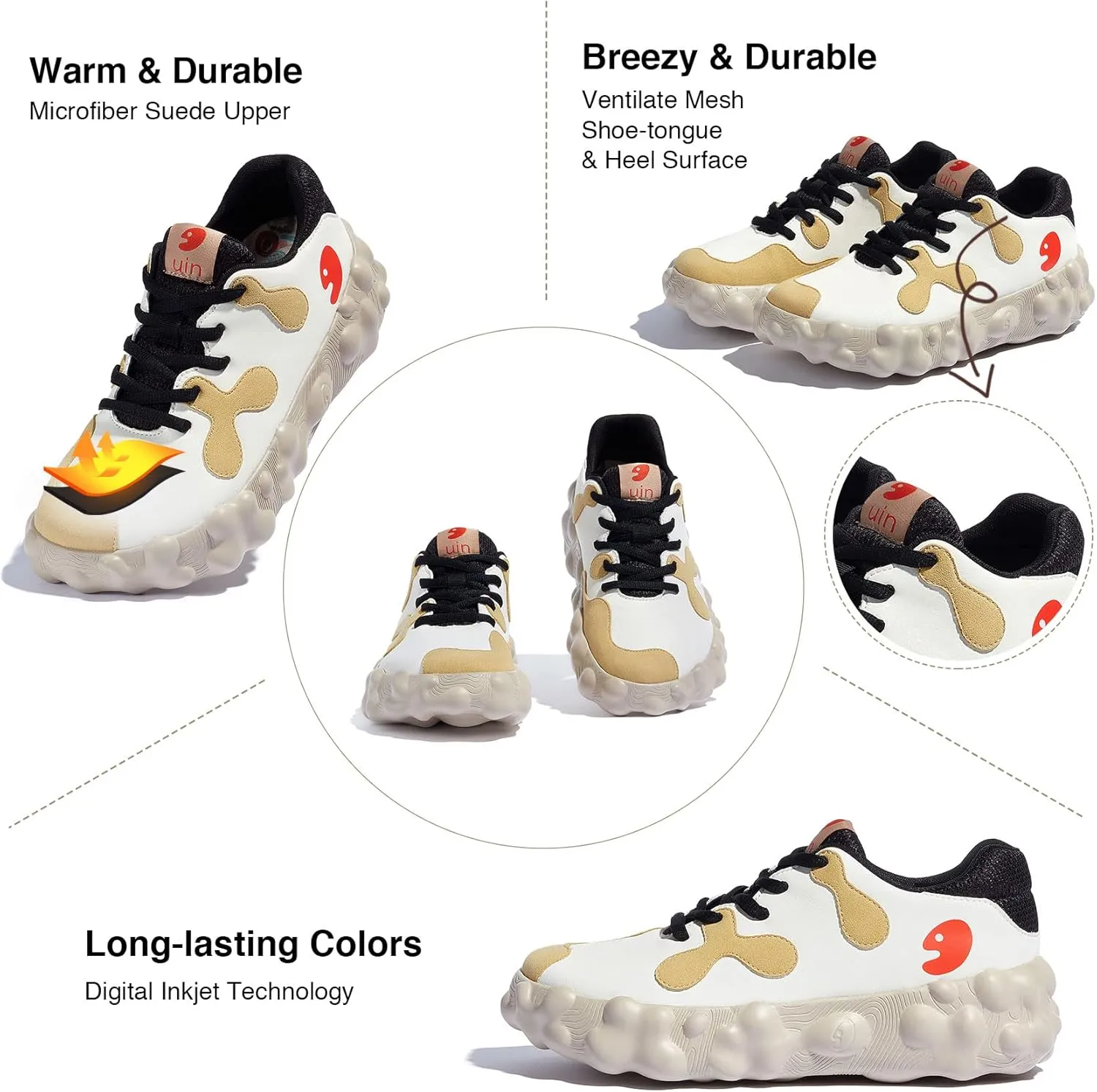 UIN Women's Walking Travel Shoes Slip On Casual Lightweight Wide Toe Chunky Fashion Sneaker Figueras