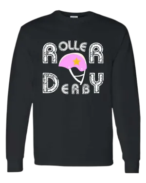 Unisex crew-neck "Roller Derby" distressed font w/ Helmet tee
