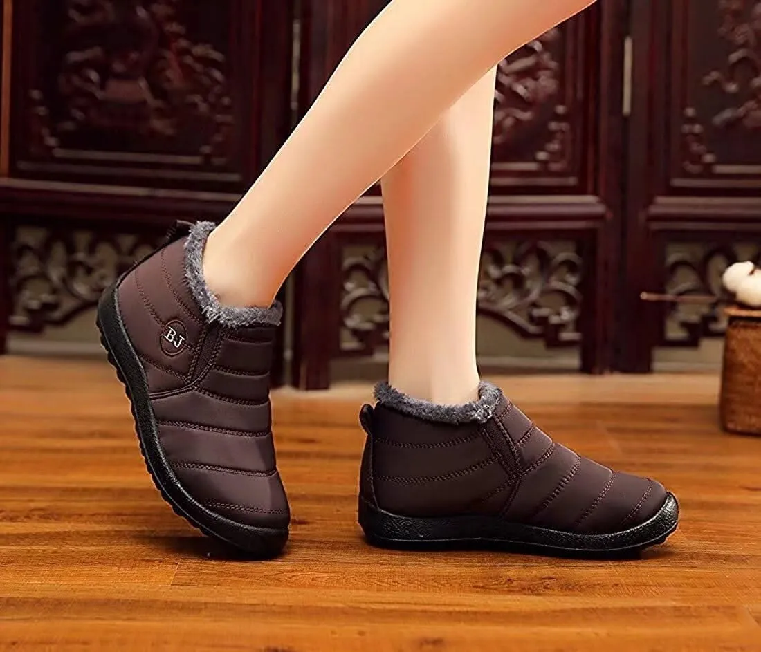 Unisex Waterproof Winter Snow Boots Warm Ankle Booties Fur Lining Shoes Lightweight