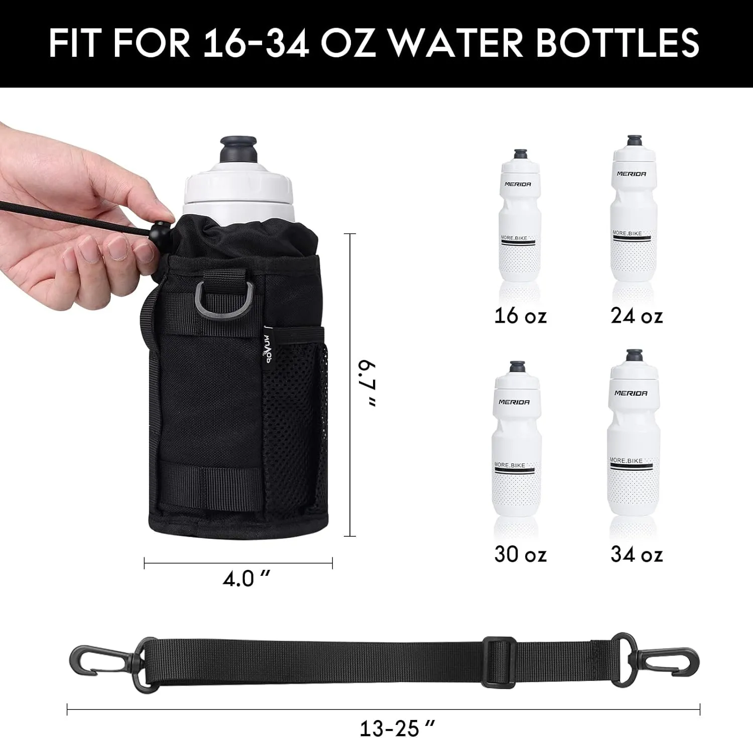 Universal Cycling Bicycle Water Bottle Drink Cup Cage with Mesh Pockets for Cruiser, Scooter, Mountain Bike, Road Bike, Wheelchair