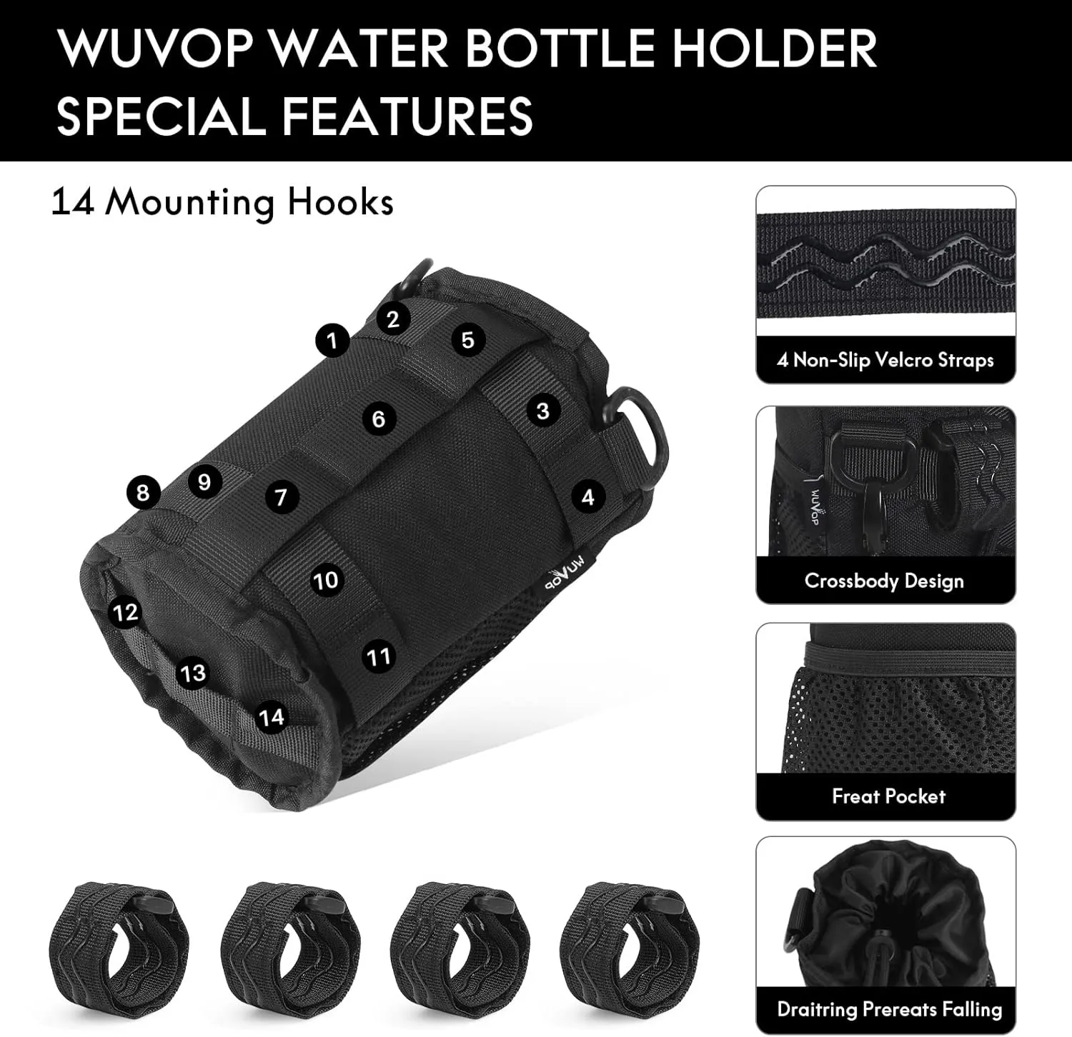 Universal Cycling Bicycle Water Bottle Drink Cup Cage with Mesh Pockets for Cruiser, Scooter, Mountain Bike, Road Bike, Wheelchair