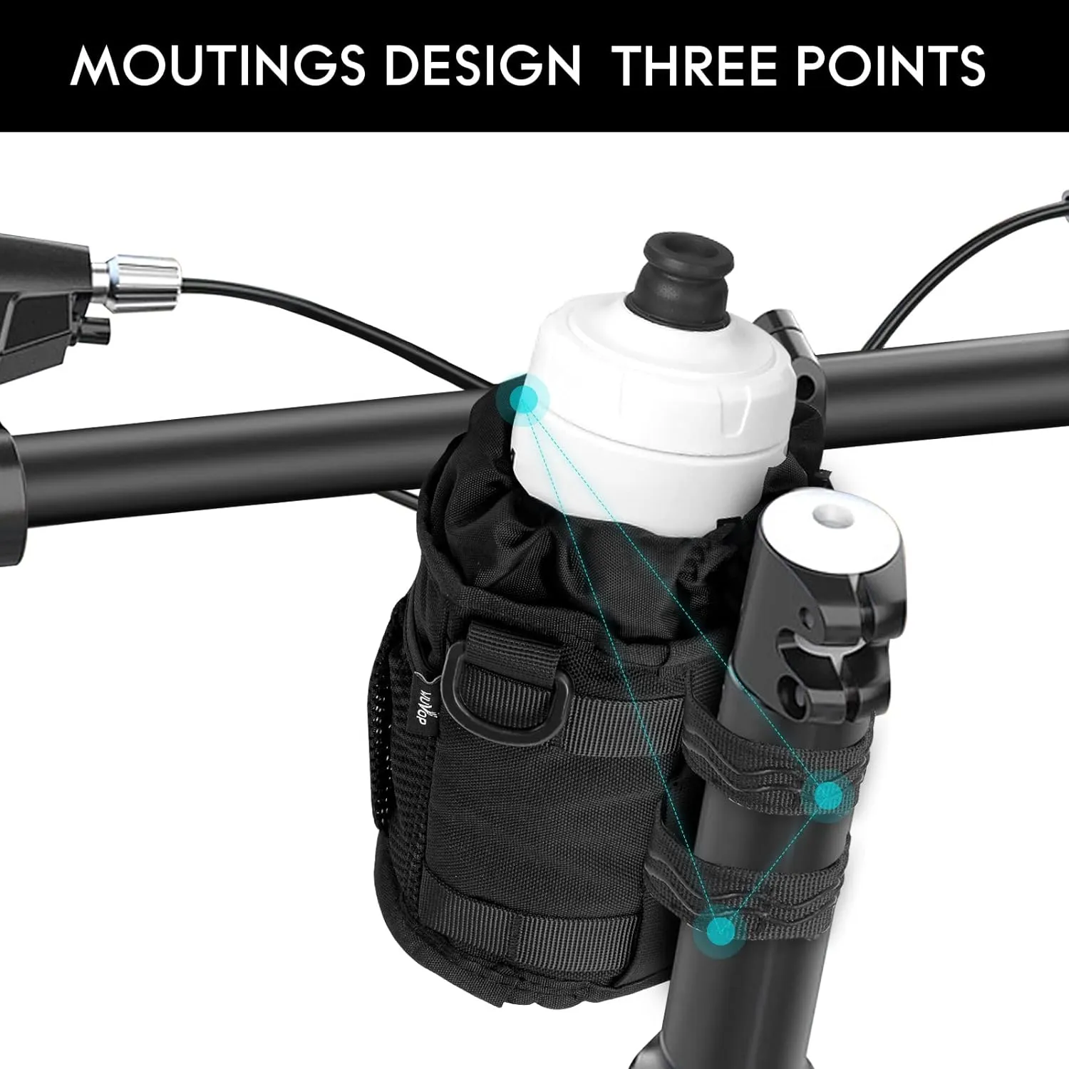 Universal Cycling Bicycle Water Bottle Drink Cup Cage with Mesh Pockets for Cruiser, Scooter, Mountain Bike, Road Bike, Wheelchair