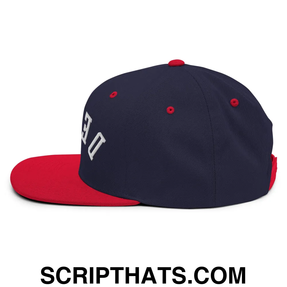 Upside Down Derby Embroidered Flat Bill Brim Snapback Hat