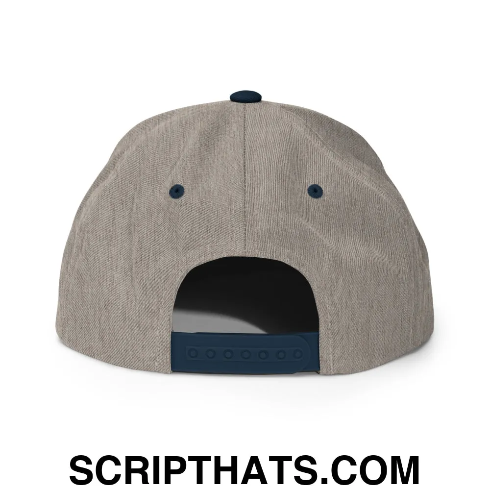 Upside Down Derby Embroidered Flat Bill Brim Snapback Hat