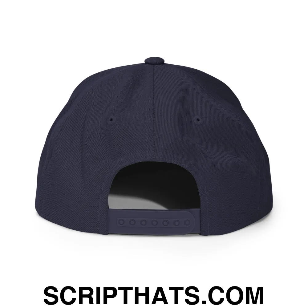 Upside Down Derby Embroidered Flat Bill Brim Snapback Hat