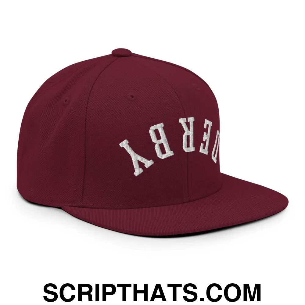 Upside Down Derby Embroidered Flat Bill Brim Snapback Hat