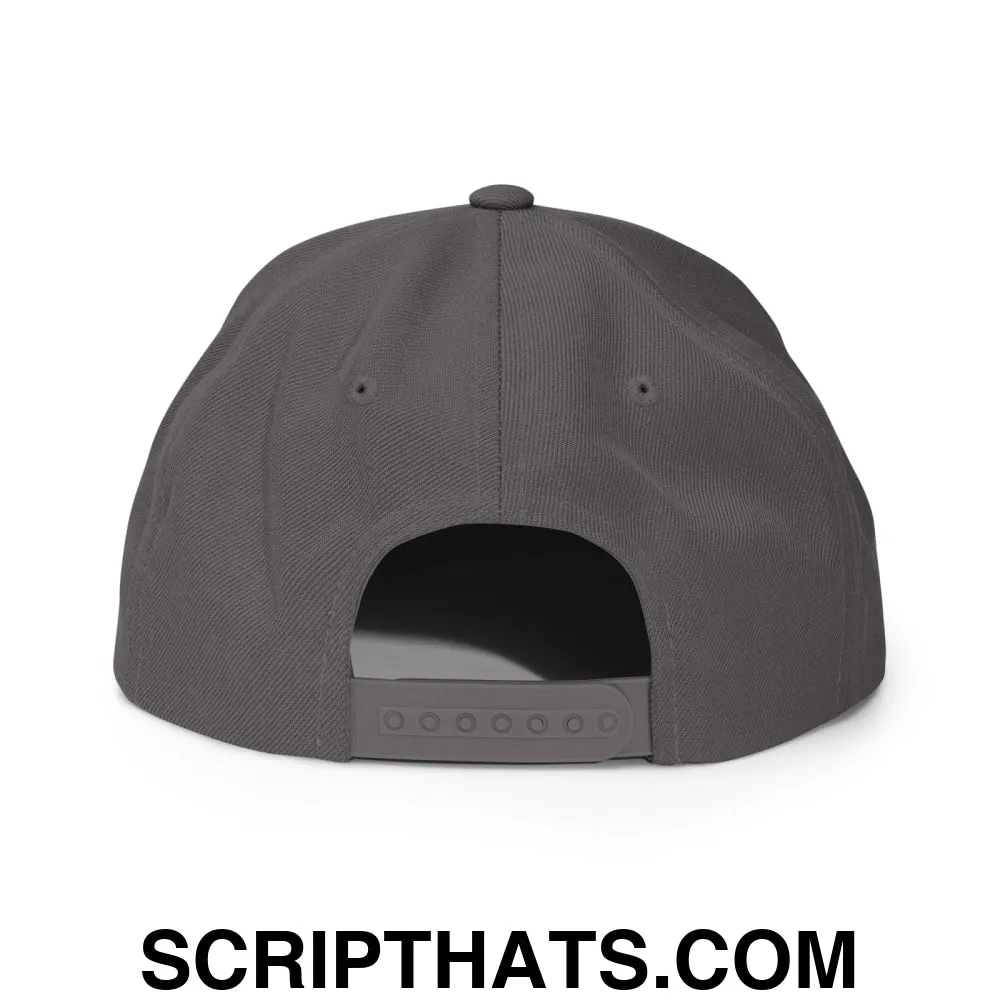 Upside Down Derby Embroidered Flat Bill Brim Snapback Hat