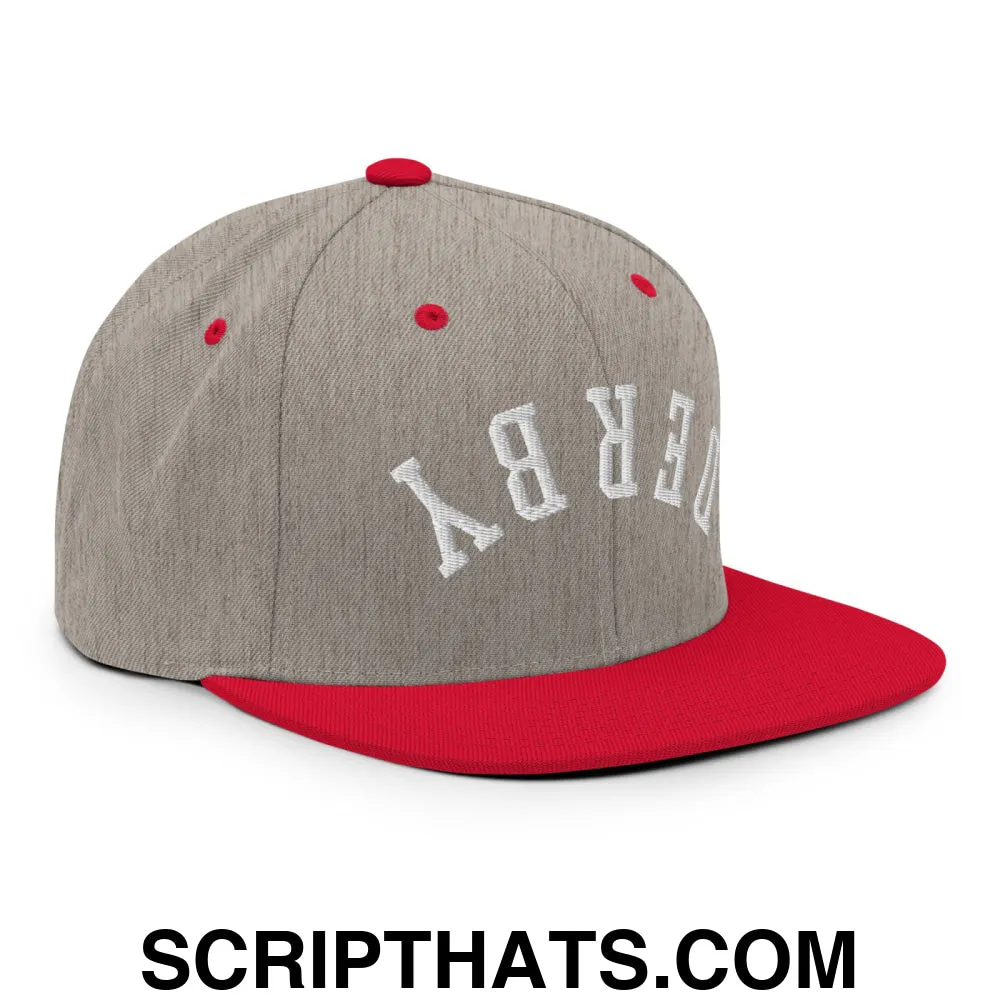 Upside Down Derby Embroidered Flat Bill Brim Snapback Hat
