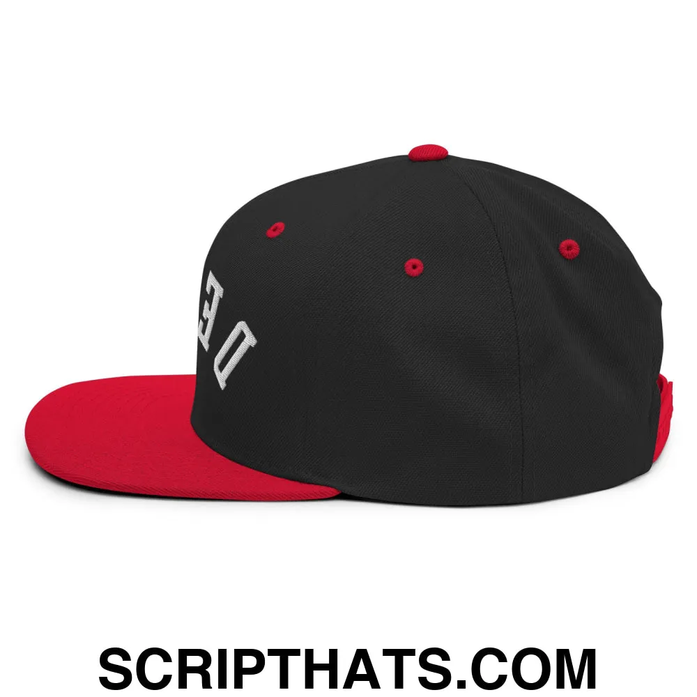 Upside Down Derby Embroidered Flat Bill Brim Snapback Hat