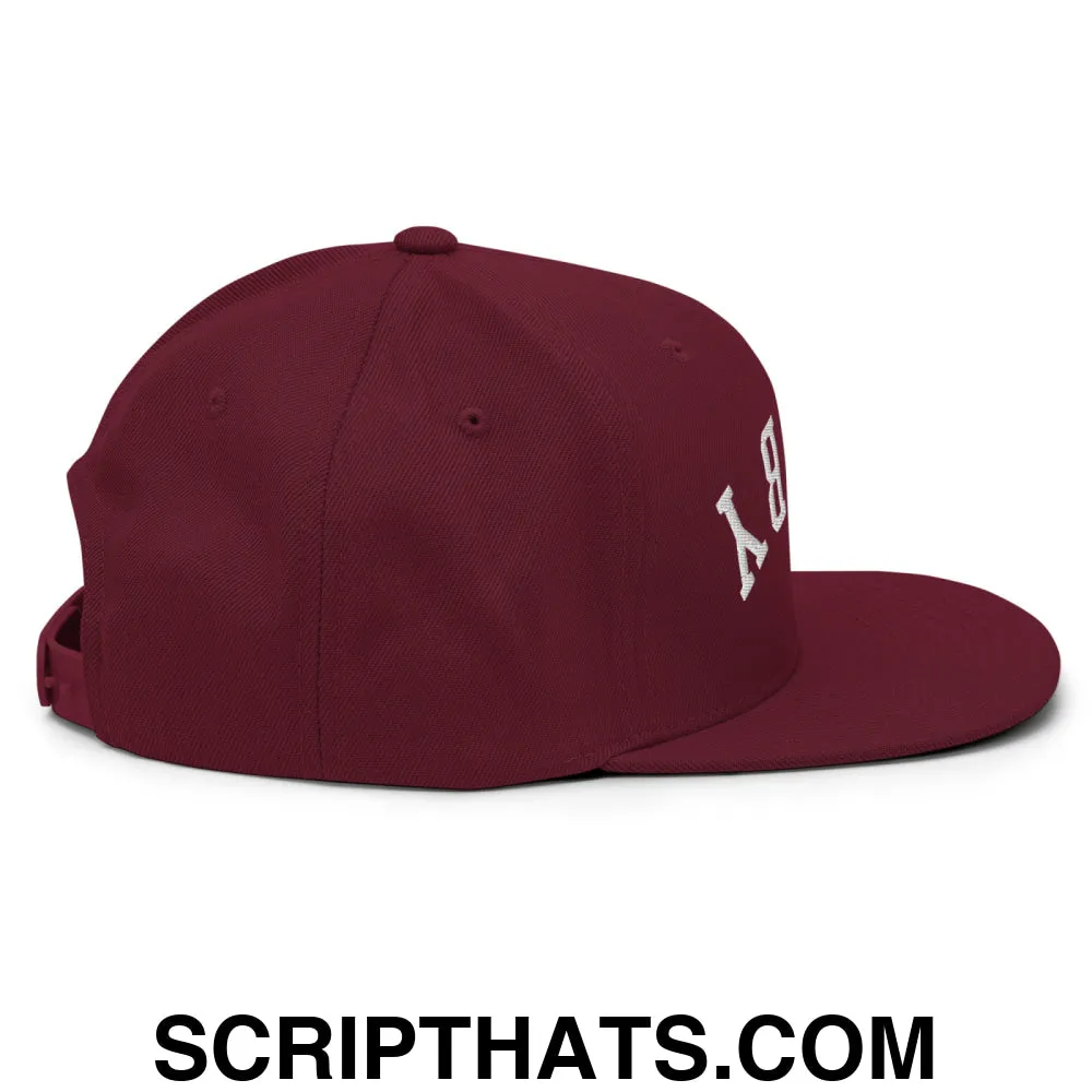 Upside Down Derby Embroidered Flat Bill Brim Snapback Hat