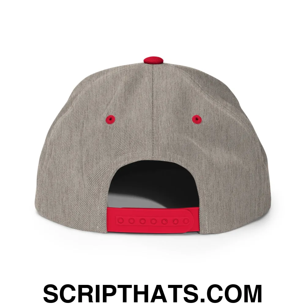 Upside Down Derby Embroidered Flat Bill Brim Snapback Hat