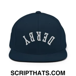 Upside Down Derby Embroidered Flat Bill Brim Snapback Hat