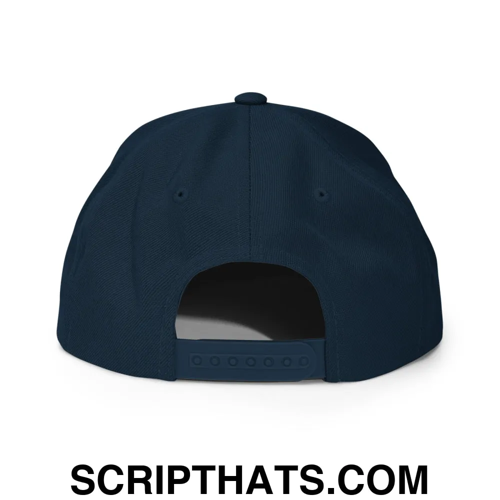 Upside Down Derby Embroidered Flat Bill Brim Snapback Hat