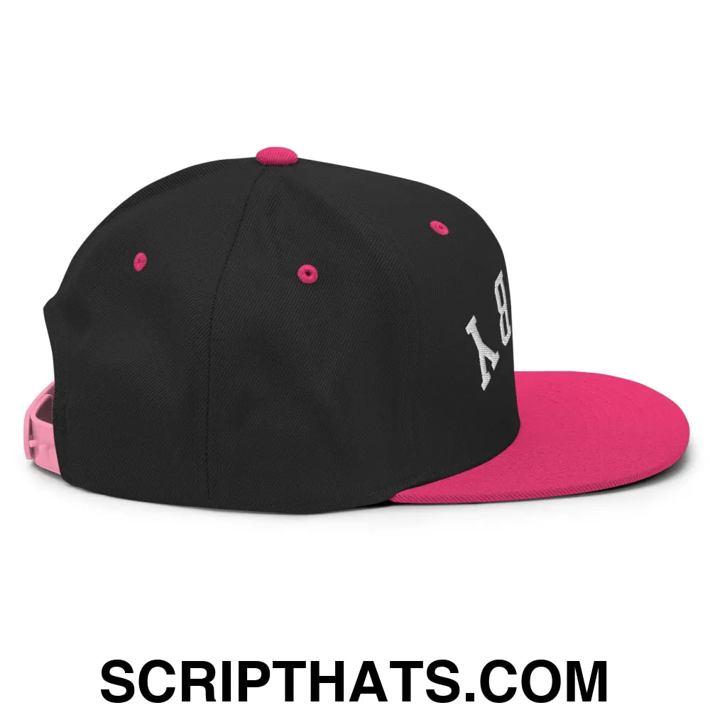 Upside Down Derby Embroidered Flat Bill Brim Snapback Hat