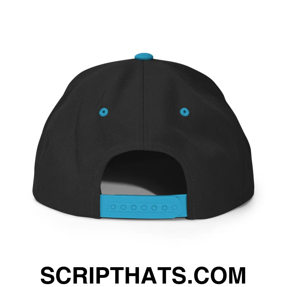 Upside Down Derby Embroidered Flat Bill Brim Snapback Hat
