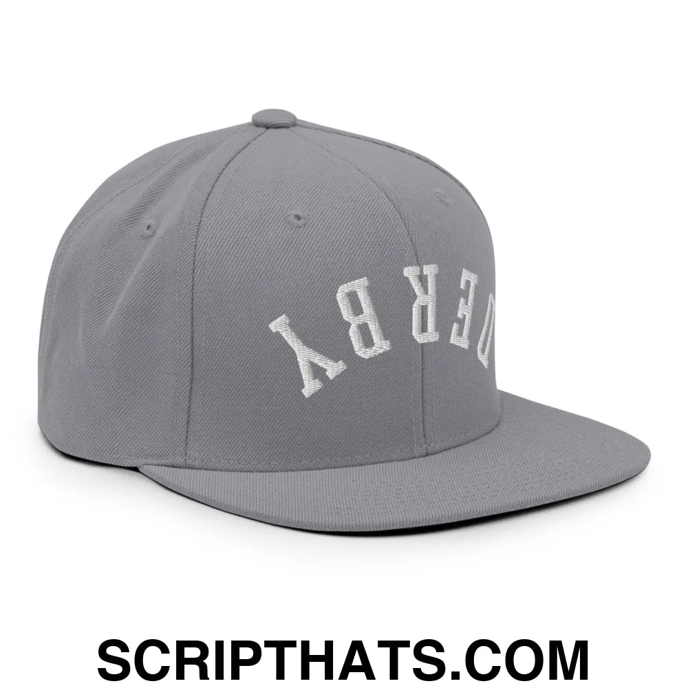 Upside Down Derby Embroidered Flat Bill Brim Snapback Hat