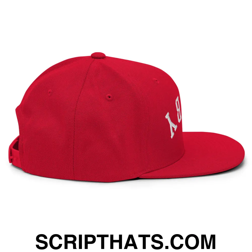 Upside Down Derby Embroidered Flat Bill Brim Snapback Hat