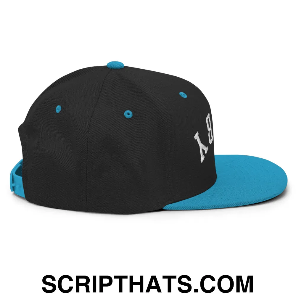 Upside Down Derby Embroidered Flat Bill Brim Snapback Hat