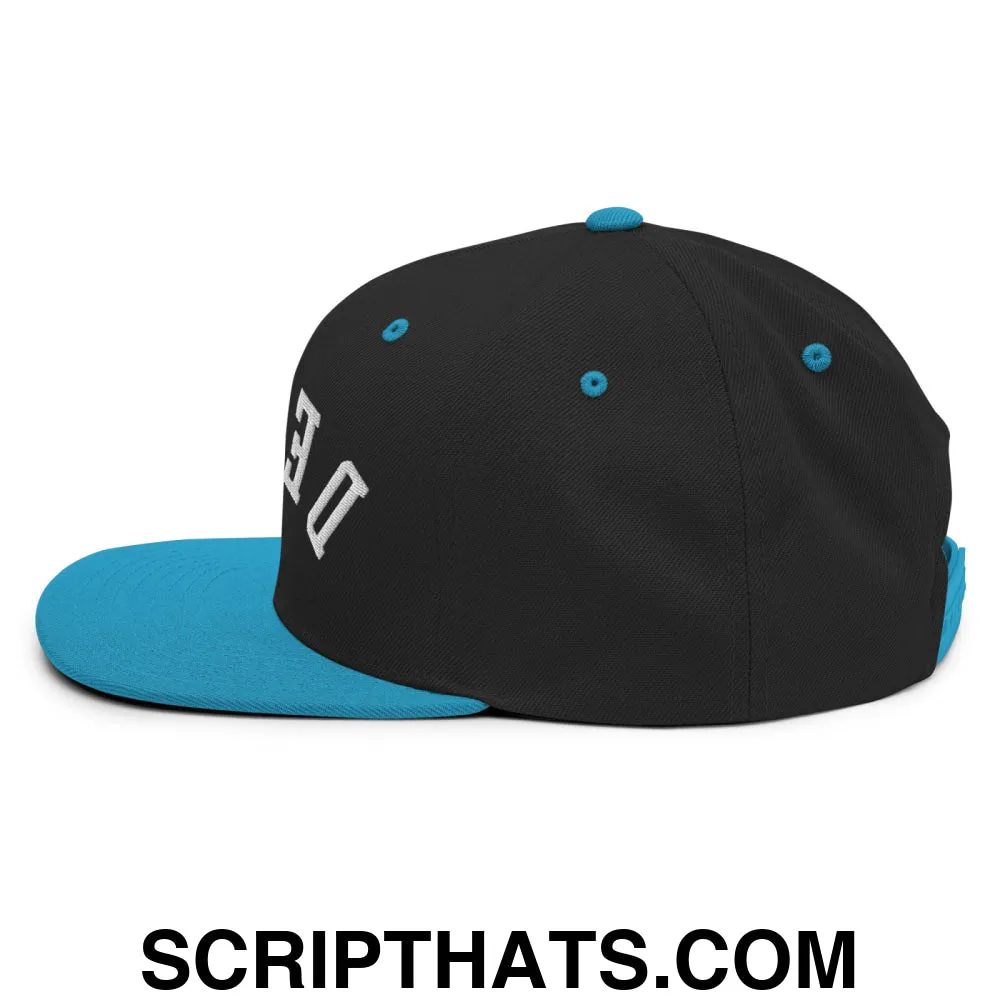 Upside Down Derby Embroidered Flat Bill Brim Snapback Hat