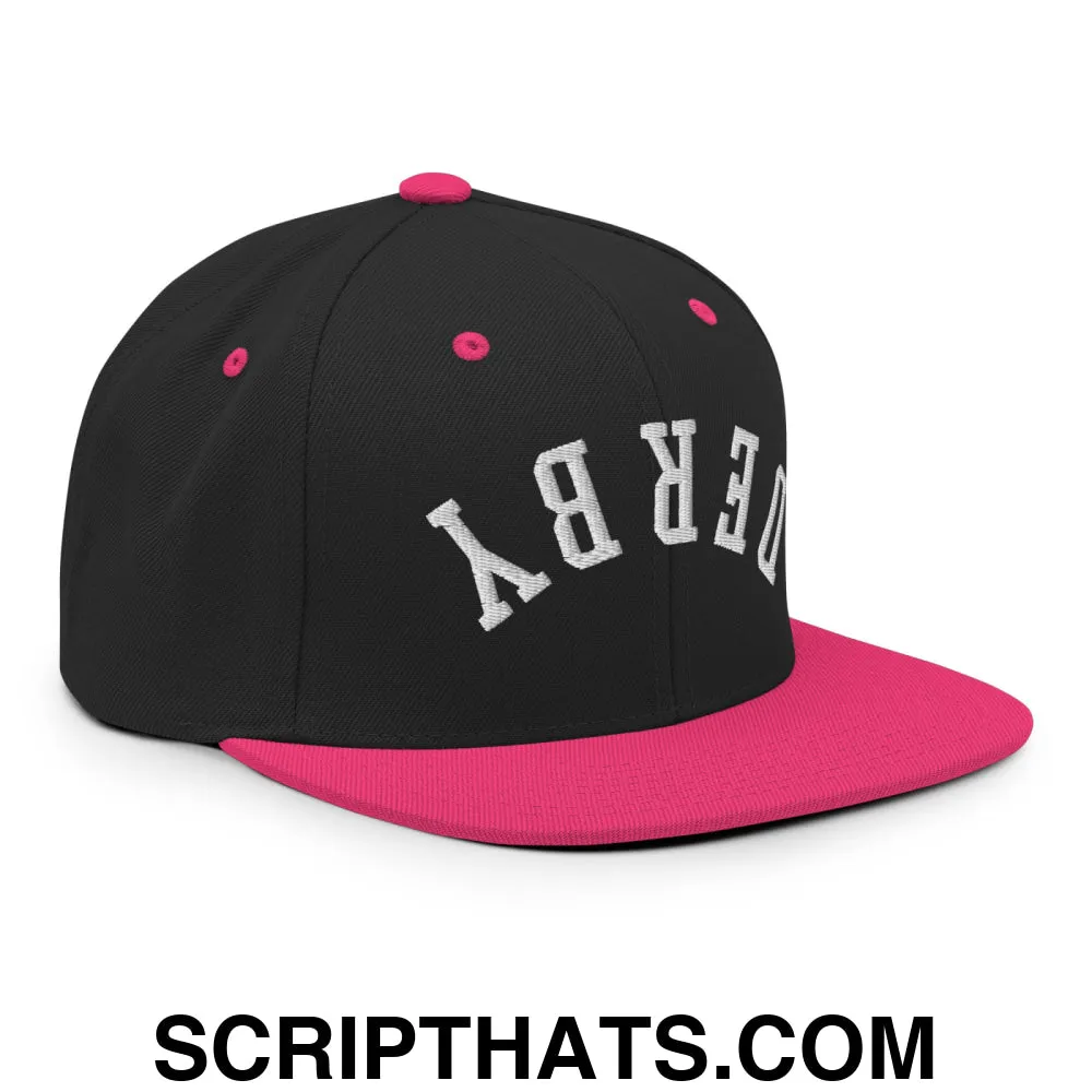 Upside Down Derby Embroidered Flat Bill Brim Snapback Hat