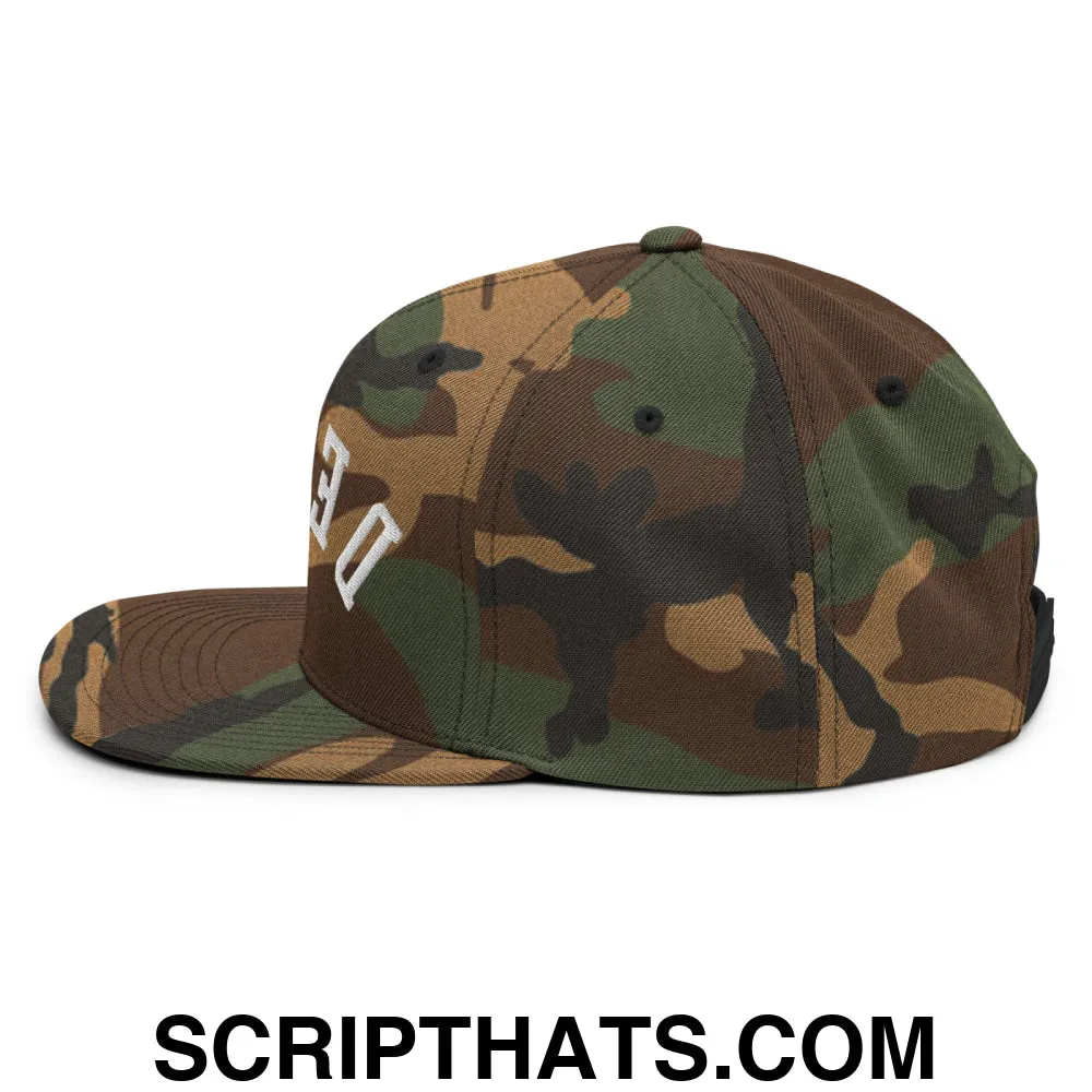 Upside Down Derby Embroidered Flat Bill Brim Snapback Hat